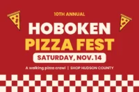 Hoboken Pizza Fest 2026 graphic with pizza slices for Saturday, November 14 in Hoboken