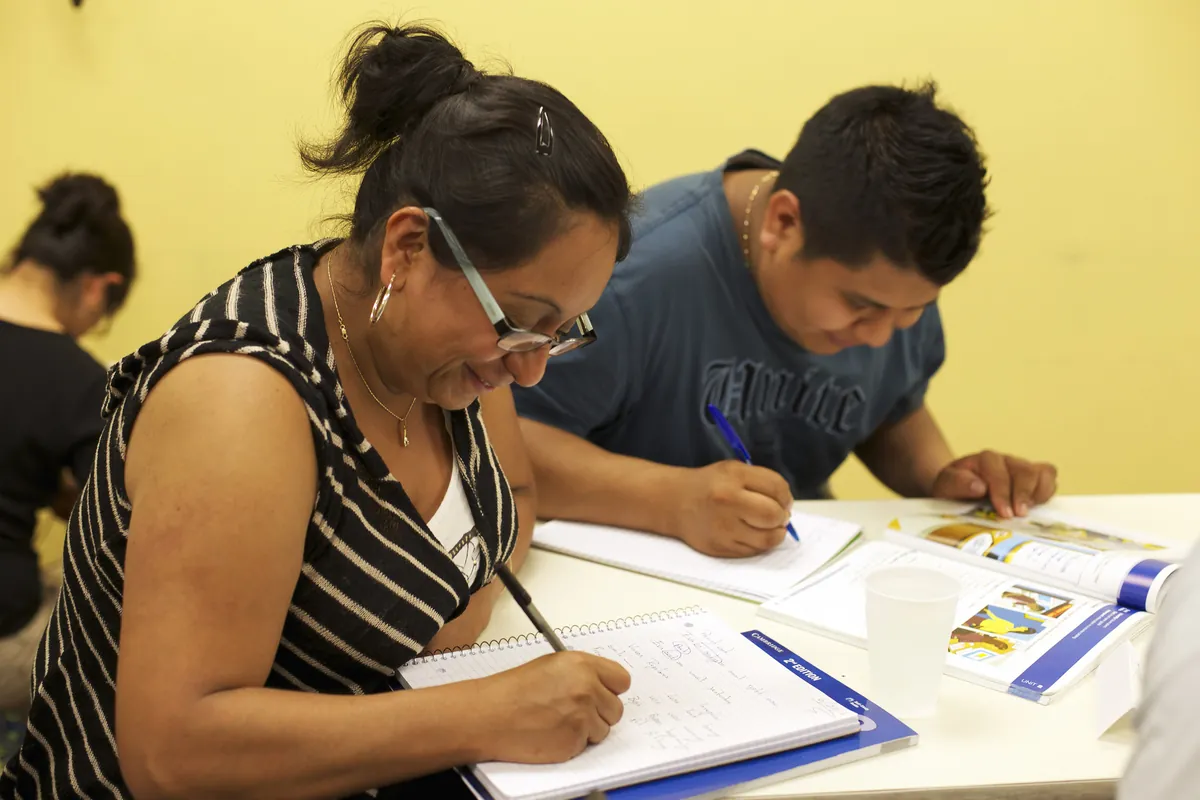 Students in an English class at The Open Door NJNY in West New York, NJ