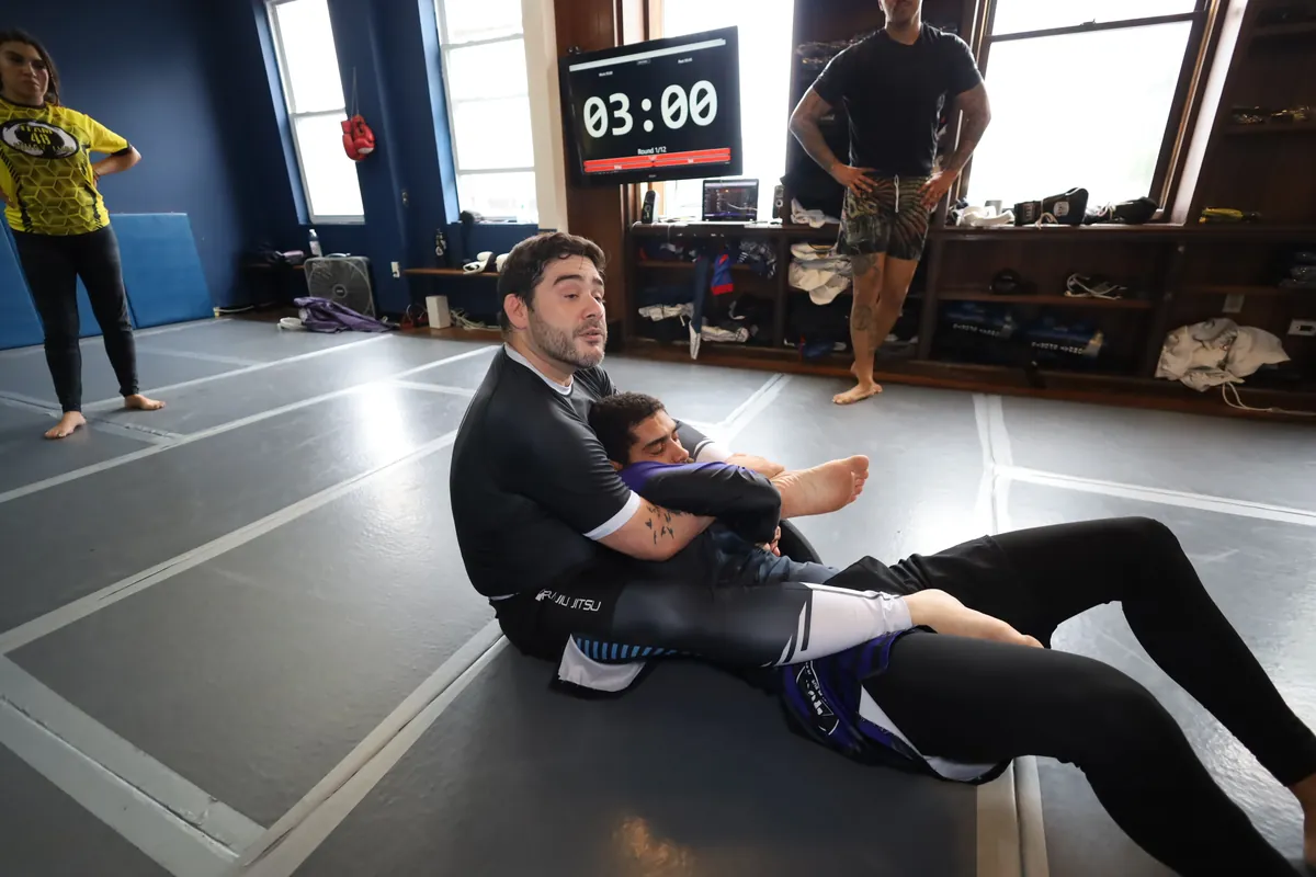 Jiu jitsu training on the mats at Team 48 Jiu Jitsu in West New York, NJ